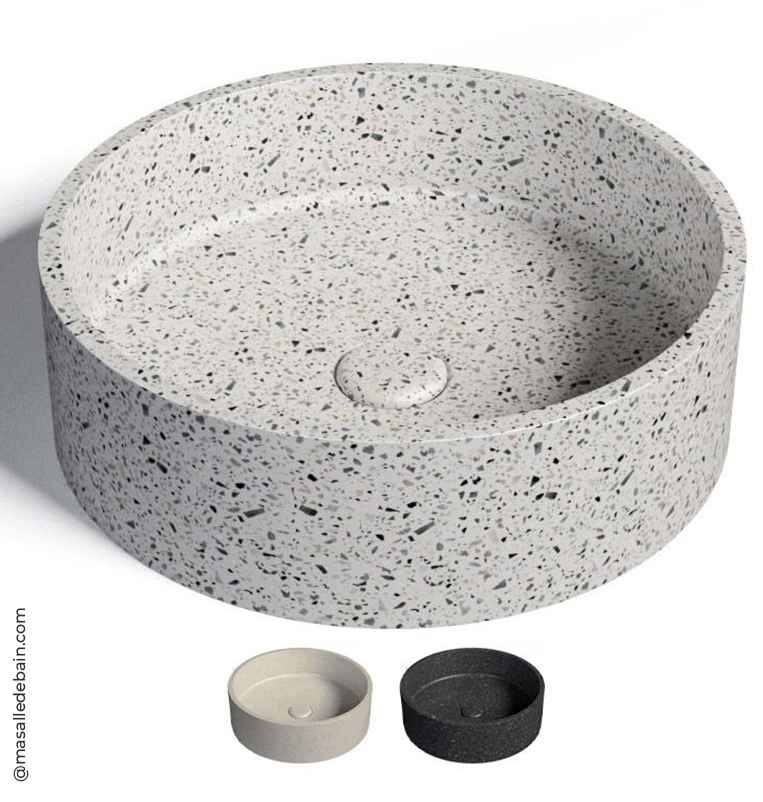 Vasque terrazzo en béton blanc – masalledebain.com