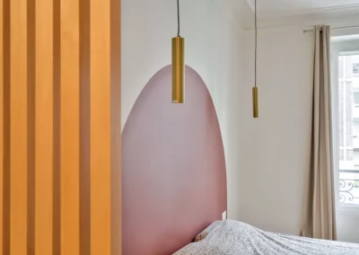 Chambre arche peinte projet Jean Jaures-rénovation appartement clichy