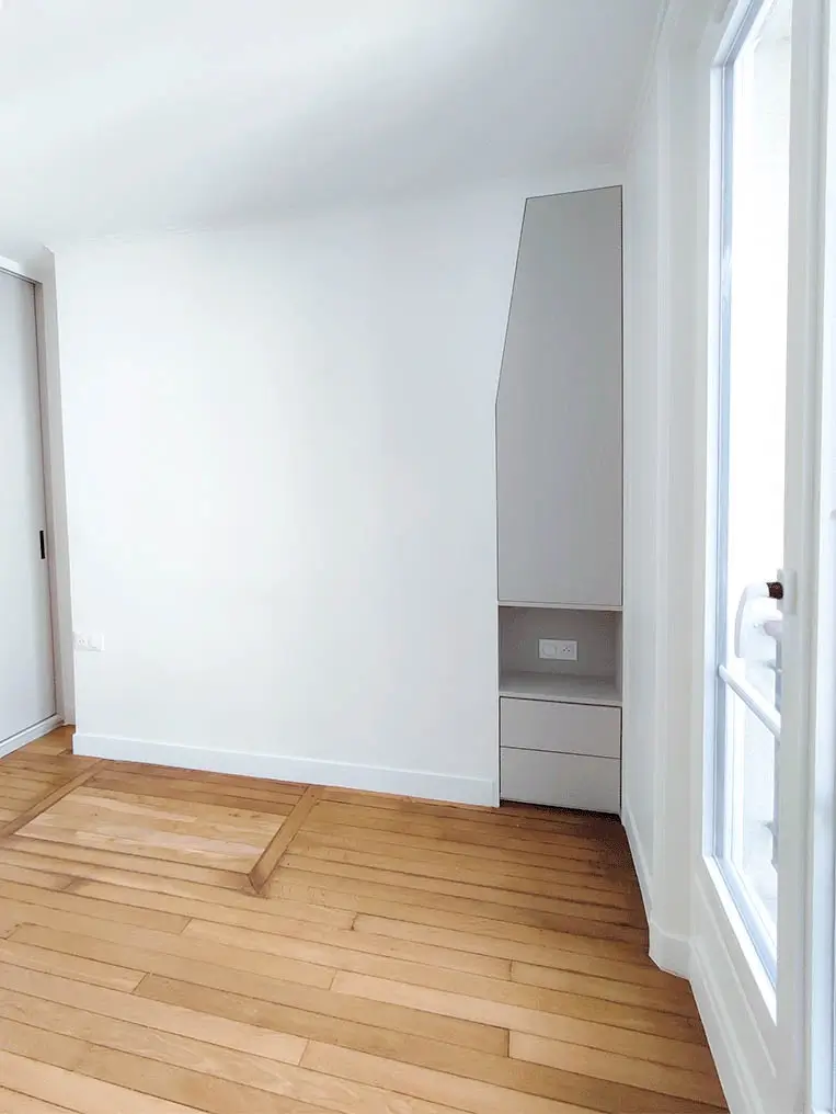 Chambre parentale 2_Rue de la pompe Équipe KASQ - entreprise de rénovation à Paris